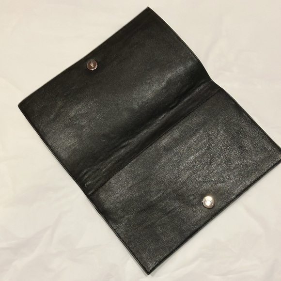 EUC Express black leather finish rhinestone fold over clutch - Picture 4 of 8